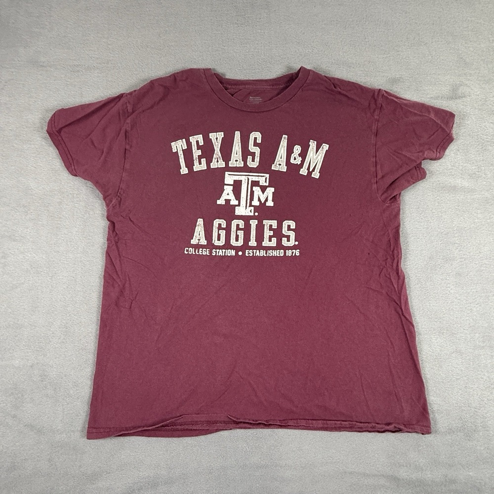 Texas A&M Aggies T-Shirt Maroon Football Sz Large NCAA‎